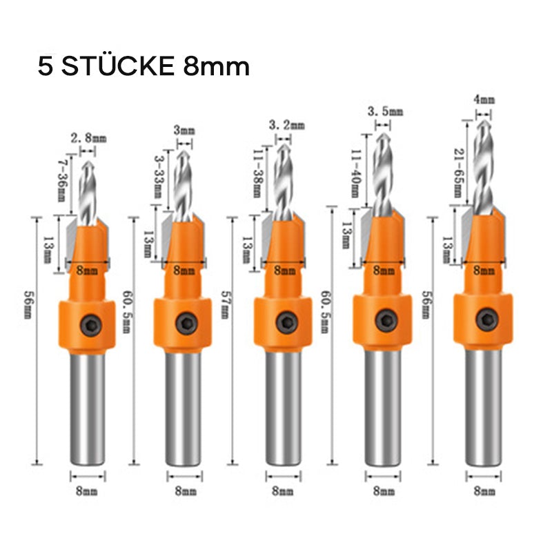5-teiliger Holzbearbeitungs-Kegelbohrer