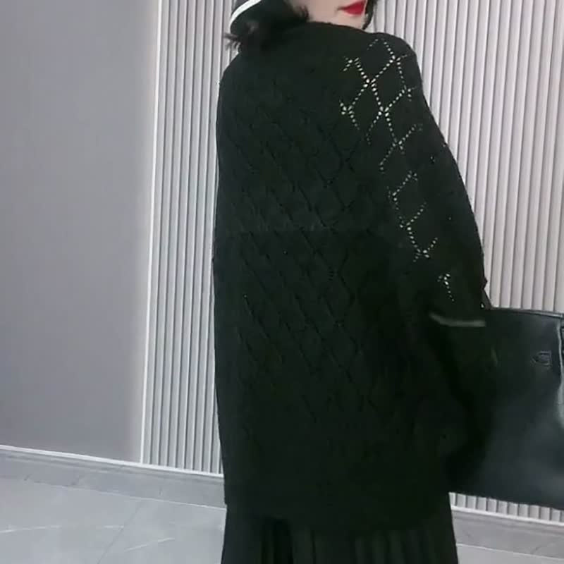 Damen Rhombus Hohlstrick Vielseitiger Schal