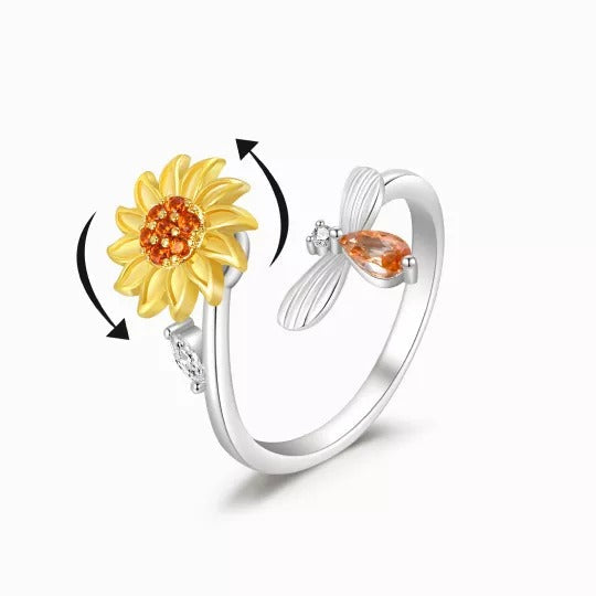 Sonnenblume Fidget Spinner Ring（Mit Ringbox）