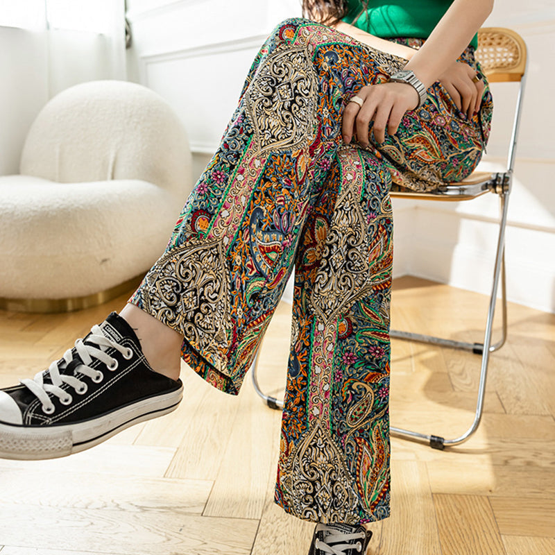 Bedruckte Hose mit weitem Bein für Damen