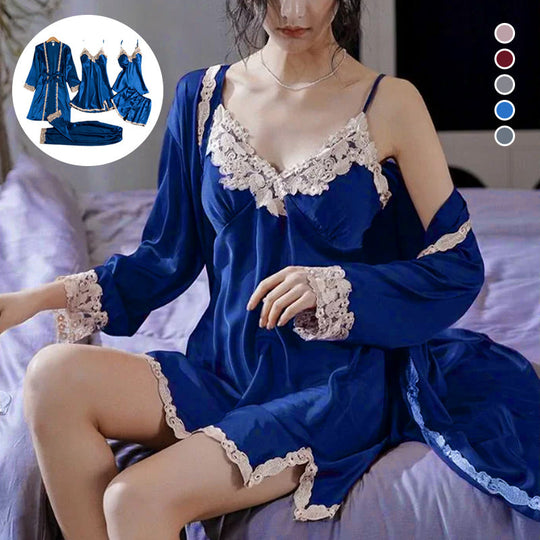 Sexy Seidenpyjamas 5-teiliges Set