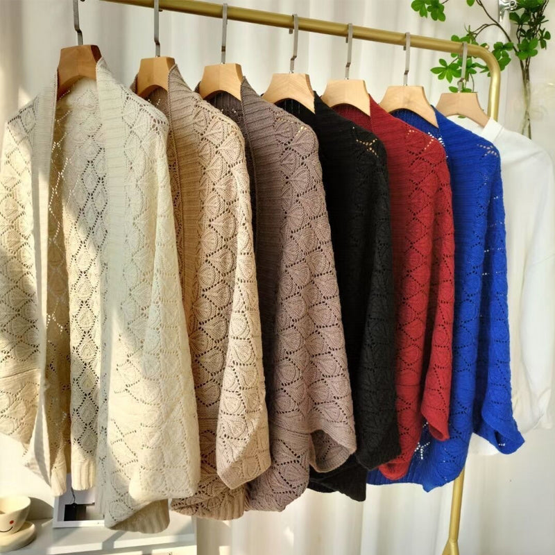 Damen Rhombus Hohlstrick Vielseitiger Schal