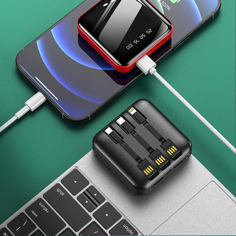 Neue abnehmbare Mini Powerbank mit externen Kabeln