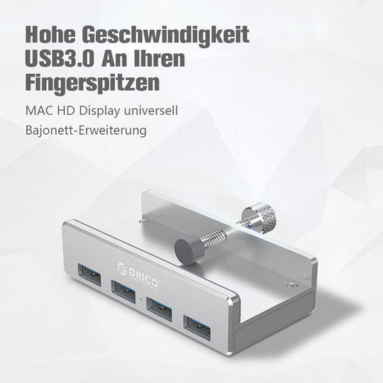 Anbaubarer USB 3.0-Adapter-Hub auf der Schreibtischseite