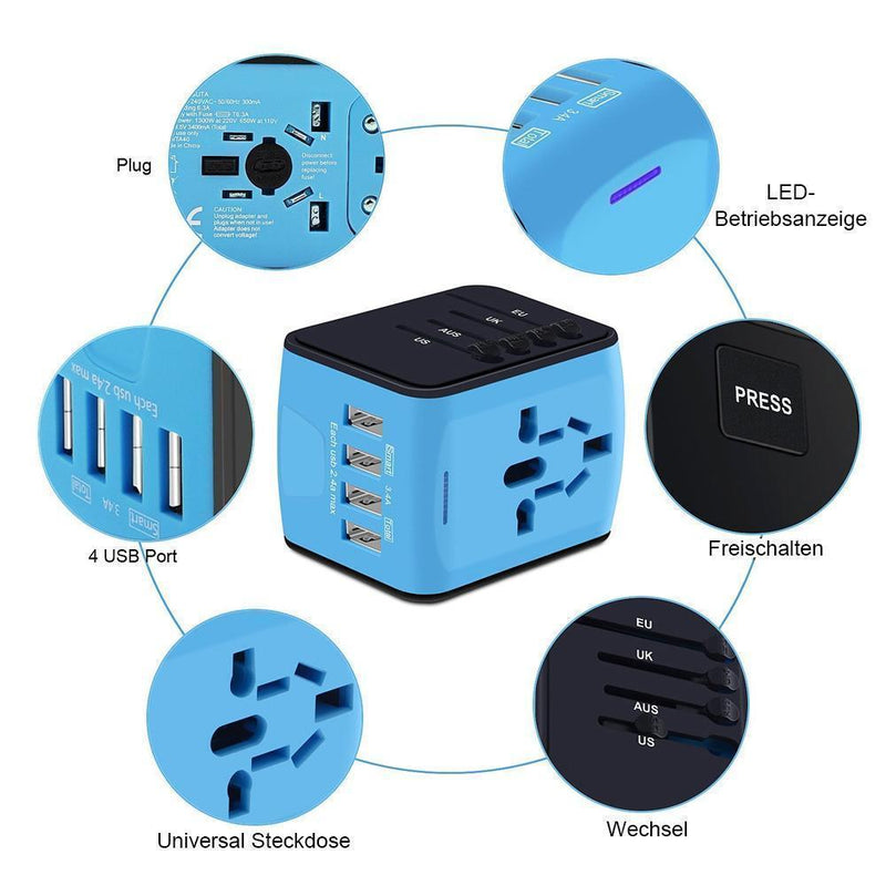 🔥50% Rabatt🔥Bequee Universal World Plug Reiseadapter, blau