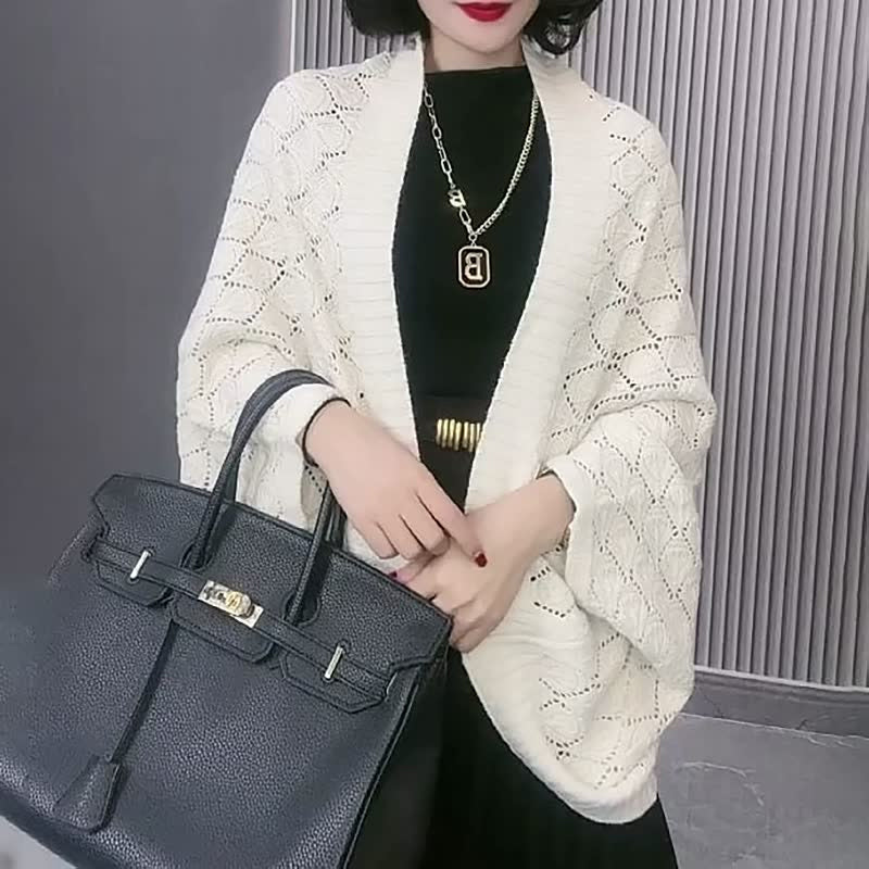 Damen Rhombus Hohlstrick Vielseitiger Schal