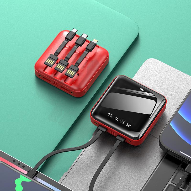 Neue abnehmbare Mini Powerbank mit externen Kabeln