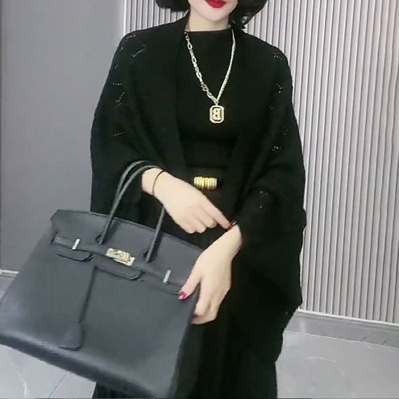 Damen Rhombus Hohlstrick Vielseitiger Schal