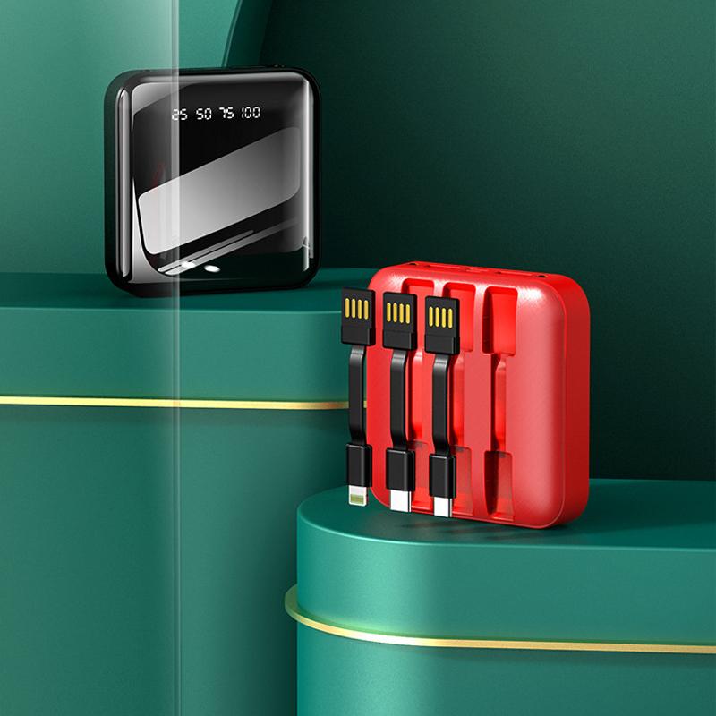 Neue abnehmbare Mini Powerbank mit externen Kabeln