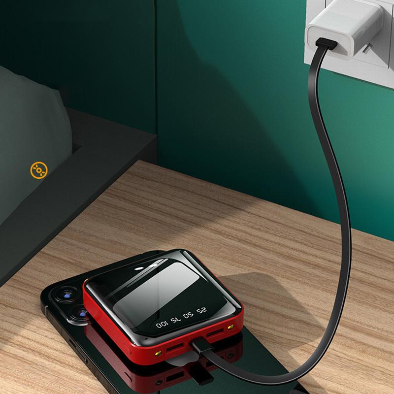 Neue abnehmbare Mini Powerbank mit externen Kabeln