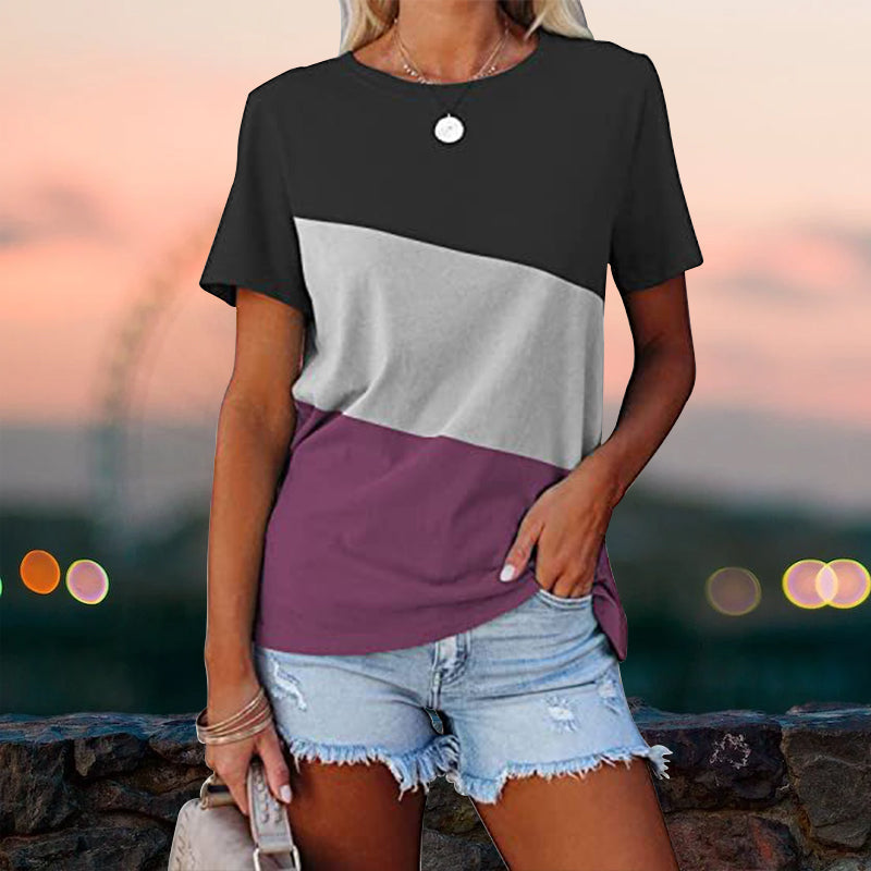 Lockeres lässiges kurzärmeliges T-Shirt mit Rundhalsausschnitt für Damen
