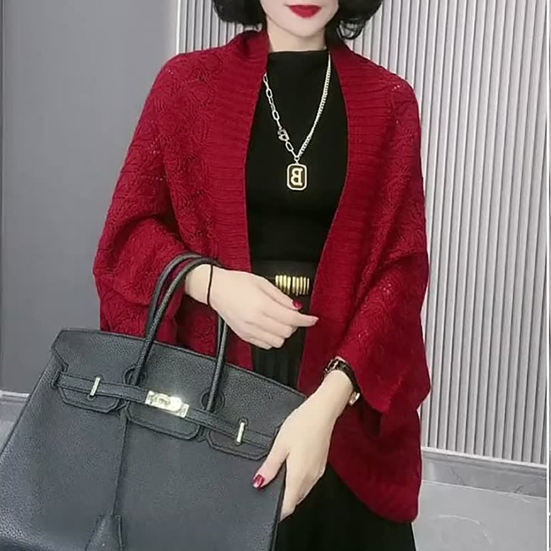 Damen Rhombus Hohlstrick Vielseitiger Schal