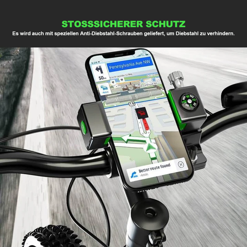 Diebstahlsicherung und Absturzsicherung Fahrrad Handyhalter mit Lampe