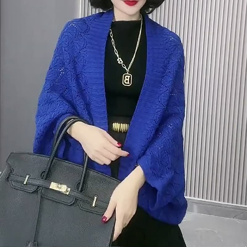 Damen Rhombus Hohlstrick Vielseitiger Schal