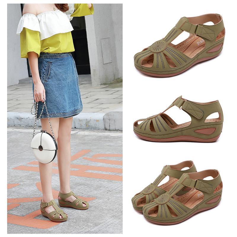 Hollow Out Klettkeile Sandalen