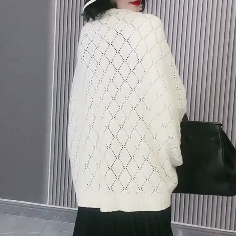 Damen Rhombus Hohlstrick Vielseitiger Schal