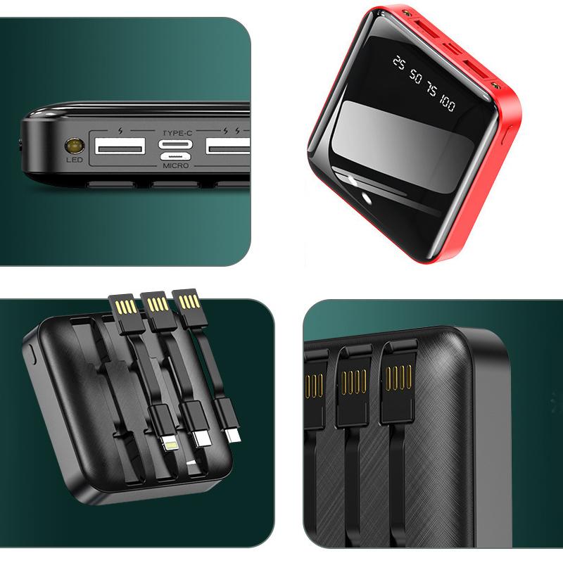 Neue abnehmbare Mini Powerbank mit externen Kabeln