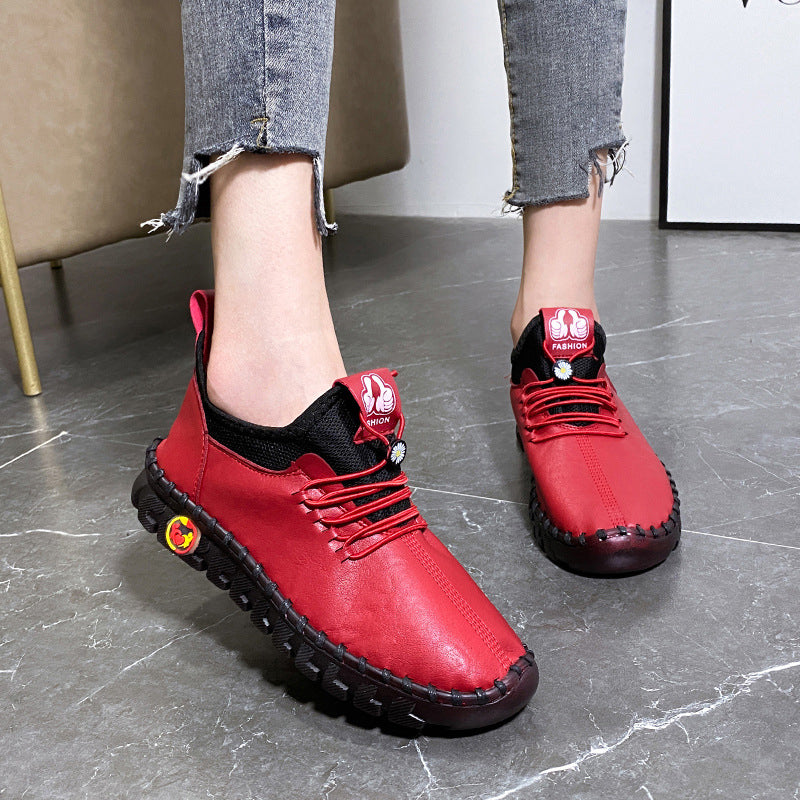 Damen flache Freizeitschuhe mit runder Zehenpartie und Schnürung