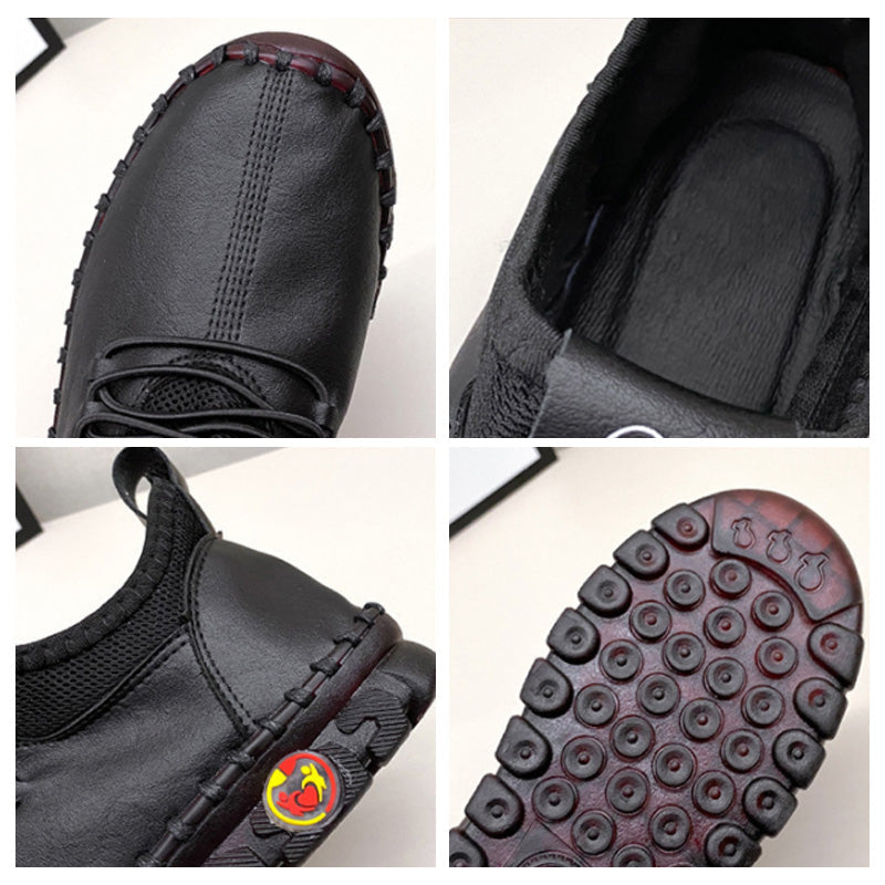 Damen flache Freizeitschuhe mit runder Zehenpartie und Schnürung