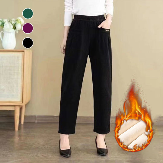 Einfarbige Lockere Samthose für Damen