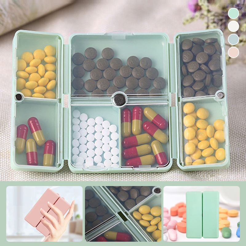 Tragbare magnetische Pillendose mit 7 Fächern